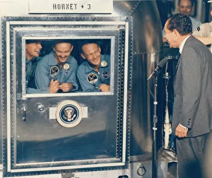 Neil Gallery: [President Richard M. Nixon Welcomes the Apollo 11 Astronauts Aboard Recovery Ship USS
