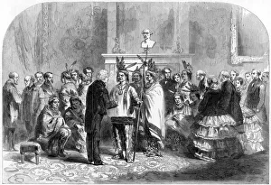 President Buchanan Prints: The president of the United States inducing the hostile tribes to shake hands, 1858