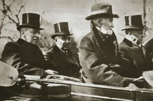 Presidents Wilson and Harding travelling to the Capitol, Washington DC, USA, 1921