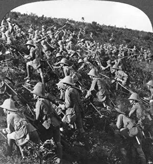 Gallipoli Peninsula Collection: They press on, the true bull dog rush of our troops at Gallipoli, Turkey, World War I, 1915