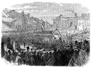 Square Collection: The Preston Guild Festival: the mayor laying the foundation-stone of the...new townhall, 1862