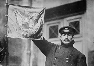 Wilson Thomas Woodrow Prints: Pres't's flag, Paris, 31 Dec 1918. Creator: Bain News Service