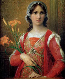 Front View Prints: Presumed portrait of Beatrice Portinari, late 19th/20th century. Artist: Elisabeth Sonrel