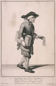 Marcellus Laroon Prints: Pretty Maids Pretty Pinns Pretty Women, Cries of London, (c1688?)