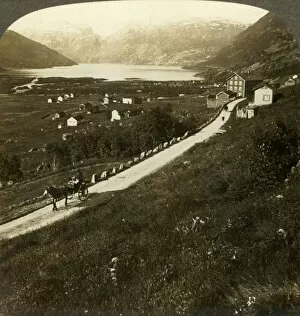 Pretty Gallery: Pretty mountain-walled village and lake of Roldal, in rugged Western Norway, c1905