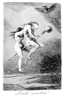 Broomstick Prints: Pretty teacher!, 1799. Artist: Francisco Goya