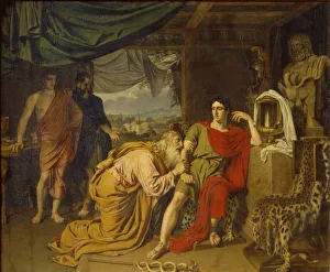 Priam tearfully supplicates Achilles, begging for Hectors body, 1824. Artist: Ivanov, Alexander Andreyevich (1806-1858) Priam tearfully supplicates Achilles, begging for Hectors body, 1824. Artist: Ivanov, Alexander Andreyevich (1806-1858)