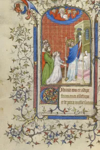 Communion Prints: A Priest Celebrating Mass among Worshippers; Book of Hours, about 1410. Creator: Unknown