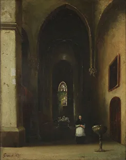 Font Prints: Priest in a church, 1835. Creator: Unknown