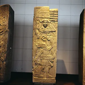 Sun God Prints: Priest Makes Offering to Mayan Sun God
