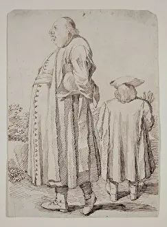 Back View Prints: A Priest Walking and a Man Seen From the Back