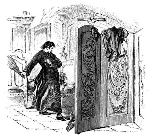 Whipping Prints: Priest whipping a penitent with a birch, c1876