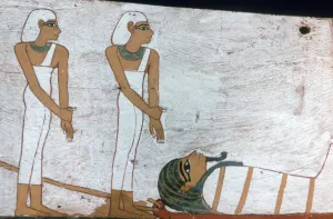 Two priestesses, detail of the decoration of a sarcophagus of The Lady of Madja Two priestesses, detail of the decoration of a sarcophagus of The Lady of Madja