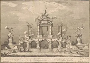 Pier Paolo Posi Prints: The Prima Macchina for the Chinea of 1755: A Triumphal Bridge with Antiquities... 1755