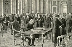 Limited Prints: The Prime Minister of Great Britain Signing the Peace Treaty, 1919. Creator: Unknown