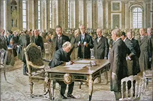 W Stanley Macbean Knight Prints: The Prime Minister of Great Britain Signing the Peace Treaty