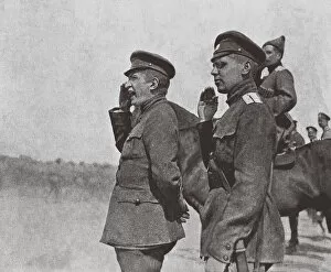 Bolshevic Gallery: Prime Minister of the Russian Provisional Government Alexander Kerensky (Left) At the Front, 1917