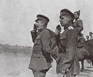 Bolshevic Prints: Prime Minister of the Russian Provisional Government Alexander Kerensky (Left) At the Front