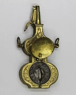 Compass Collection: Priming Flask with Sundial and Compass, German, probably Nuremberg, late 16th century