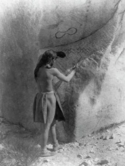 Rock Art Prints: The primitive artists-Paviotso, c1924. Creator: Edward Sheriff Curtis