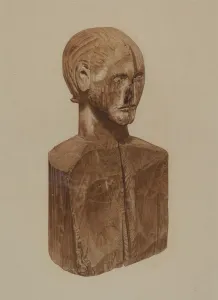 Watercolour And Graphite On Paperboard Collection: Primitive Bust, c. 1939. Creator: John Sullivan