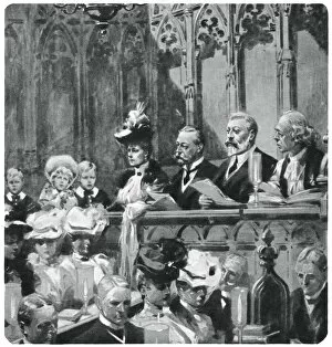 Congregation Gallery: Prince Albert at the abbey thanksgiving service for his parents safe return from India, 1906 (1937)