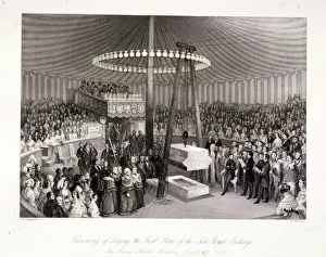 Melville Prints: Prince Albert laying the first stone at the Royal Exchange, London, 1842. Artist