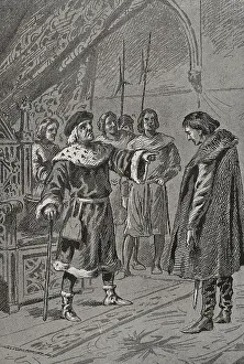 Prince Charles of Viana before his father, King John II of Aragon, in Lerida (Lleida), 1460 (1890). Creator: Unknown