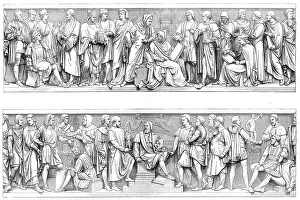 Saxe Coburg Gotha Albert Prints: Prince Consort Memorial: sculptures around the base