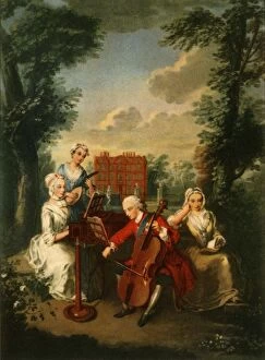 Princess Collection: Prince Frederick Louis, Prince of Wales, playing the cello at Kew Palace, c1733-1750, (1942)