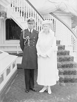 Hmy Victoria And Albert Collection: Prince George and Queen Mary aboard HMY Victoria and Albert, c1933