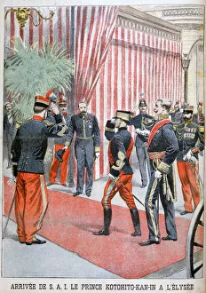 Striped Prints: Prince Kotohito Kan in arriving at the Elysee Palace, Paris, 1900
