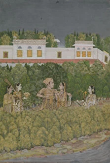 Hookah Collection: Prince and Ladies in a Garden, mid-18th century. Creator: Nidha Mal