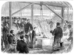 Pulley Prints: Prince Leopold laying the Foundation-Stone of a new infirmary at Bishop's Waltham
