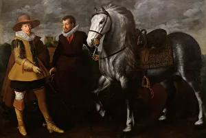 Reins Prints: Prince Maurits with His Horse and Groom, 1624. Creator: Adriaen van Nieulandt