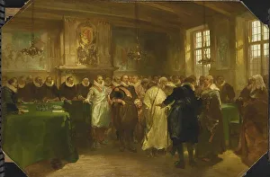 Dutch Republic Prints: Prince Maurits Receiving a Russian Delegation in 1614, 1874. Creator: Charles Rochussen