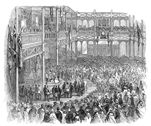 Cast Iron Prints: The Prince opening the Industrial Exhibition in the Crystal Palace, 1860. Creator: Unknown