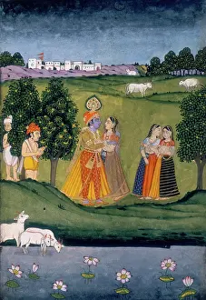 Sari Prints: Prince and princess courting, (c18th century?). Creator: Unknown