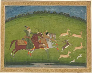 Aiming Collection: Prince and Princess Hunting Blackbuck, mid-18th century. Creator: Unknown