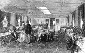 The Prince and Princess of Wales in Egypt: saloon of the Dahabieh, or Nile boat, 1869. Creator: Unknown