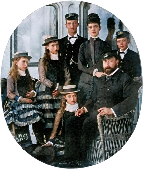 Albert Victor Christian Prince Prints: The Prince and Princess of Wales with their family on board the royal yacht