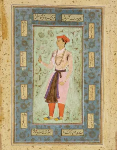Jama Prints: A Prince (Recto); Page of Calligraphy (Verso), between c1600 and c1625. Creator: Unknown
