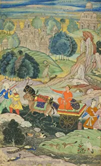 Prince Riding in Chariot Drawn by Goats, c. 1585. Creator: Unknown