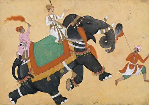 Prince Riding an Elephant, 16th-17th century. Creator: Khem Karan Prince Riding an Elephant, 16th-17th century. Creator: Khem Karan