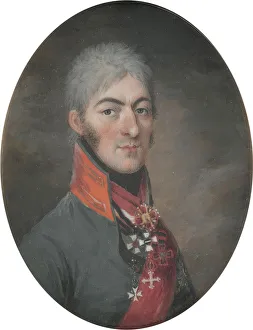 Gouache On Horn Prints: Prince Simon Bagratovich of Bagrationi Imereti (1771-?), 1806