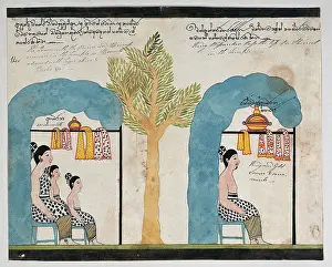 Temples Prints: Prince Vessantara and his family live as hermits in separate temples