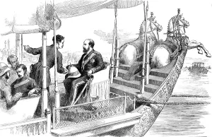 Ganges River Prints: The Prince of Wales on board the State Barge of the Maharajah at Benares