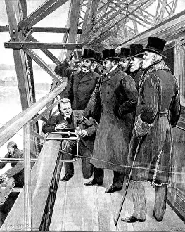 William Arrol Prints: The Prince of Wales driving in the last rivet of the Forth Bridge, 1890. Creator: Unknown