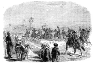 Frederick George Prints: The Prince of Wales in Egypt: Jereed exercise performed by arnouts and arab chiefs