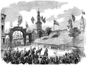 Andrews Gh Prints: The Prince of Wales in Halifax - the triumphal procession passing the Children's Gallery